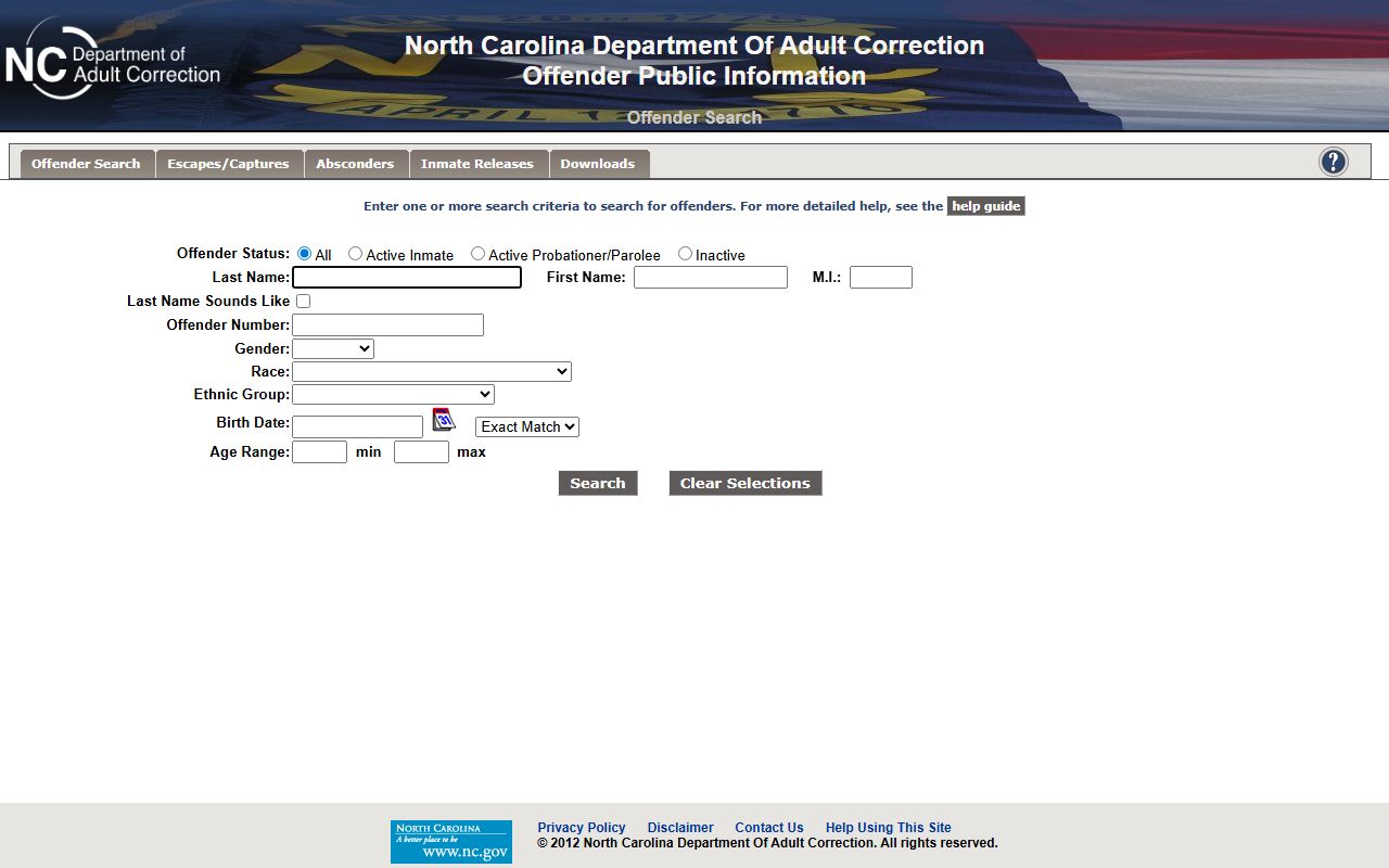 NC DAC offender search for Craven Correctional Institution inmates