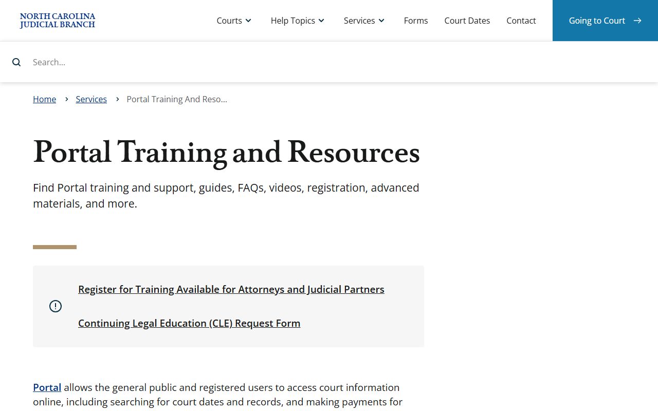NC eCourts Portal training for Craven County court records after arrest